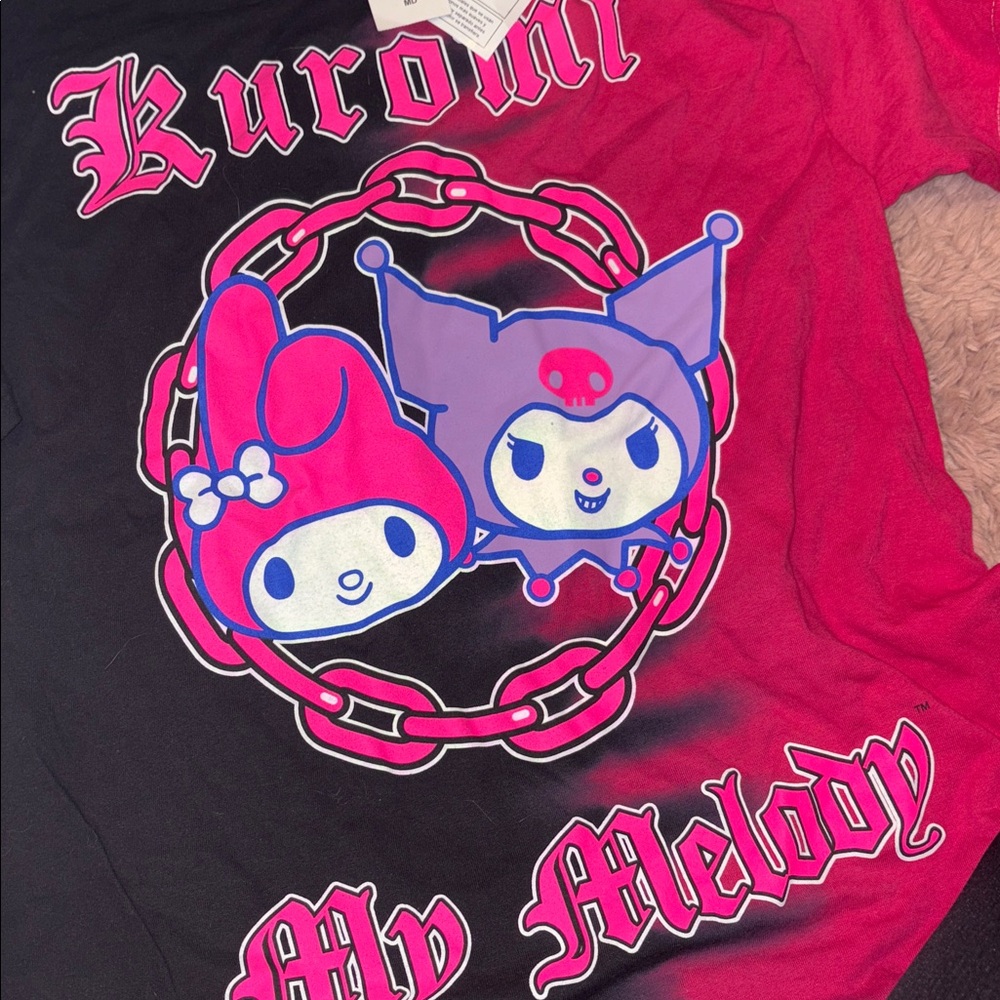 Sanrio Black and Pink Kuromi & My Melody Tee